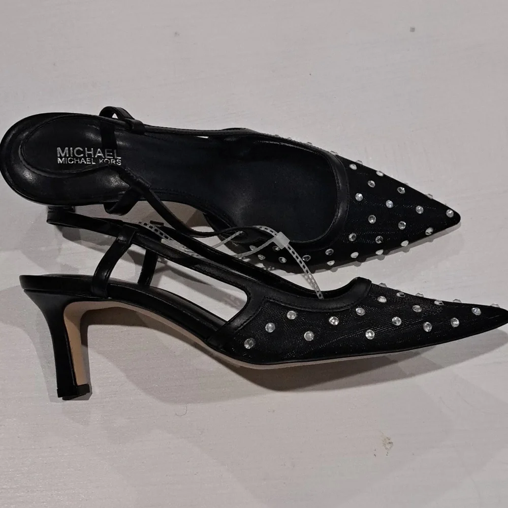 Michael MICHEAL Kors Alora Crystal Embellished Mesh Slingback Pump - Picture 5 of 8